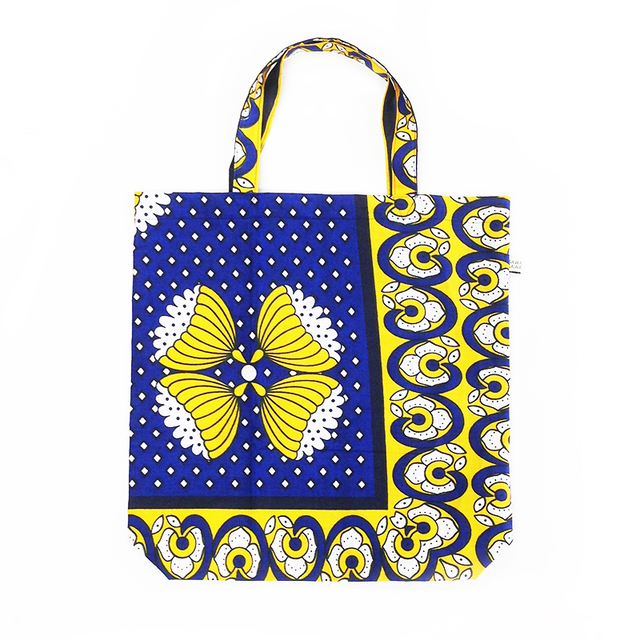 エコバック(ブルー×イエロー)エキスパートに任せましょう - アフリカ雑貨・アフリカ布の専門店｜SAWA SAWA (41307)